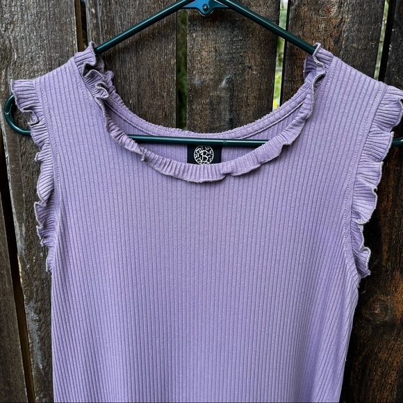 Bobeau Purple Ruffle Ribbed Tank Top Sz M - Picture 2 of 8